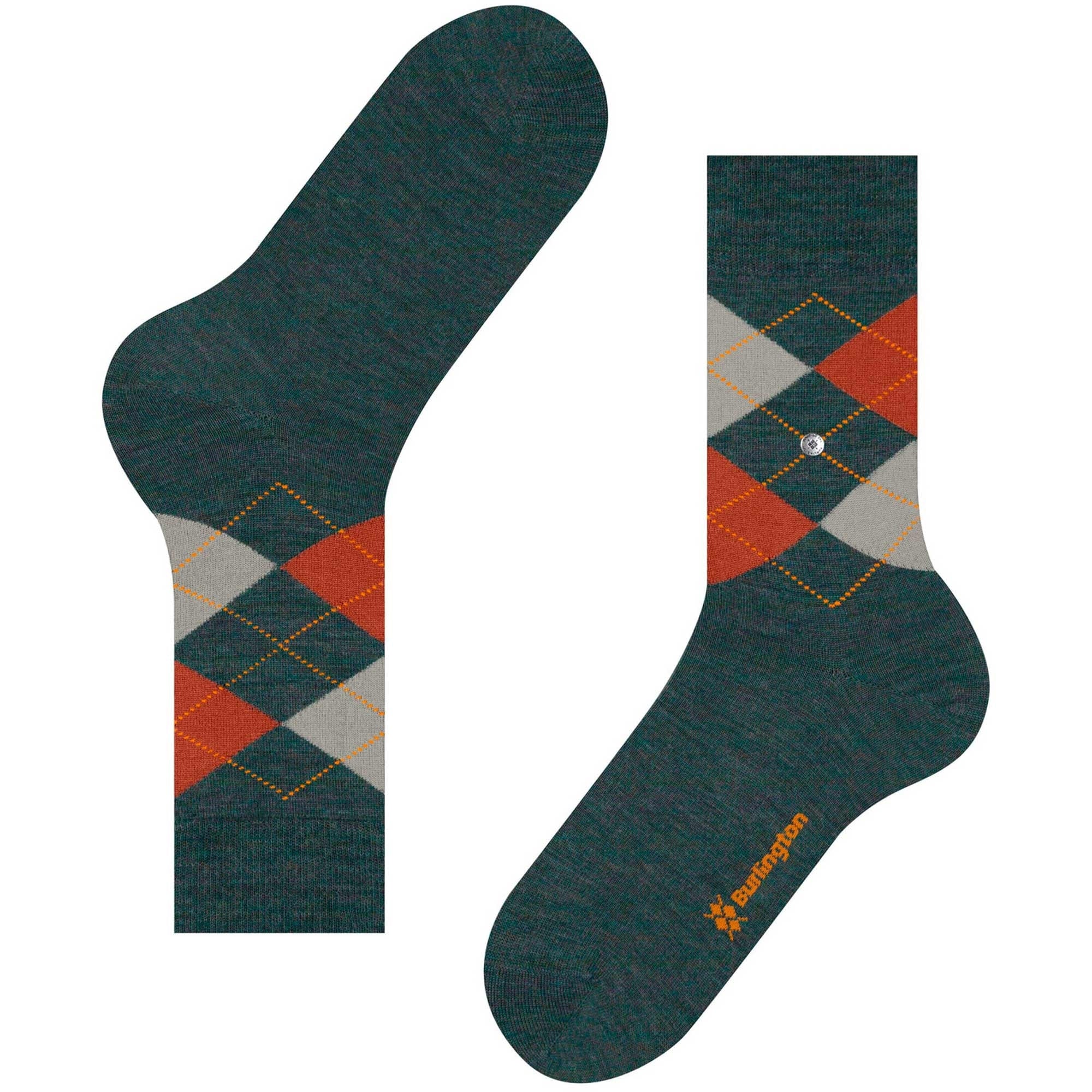 Burlington Socks Edinburgh Melange Socks - Teal and Orange