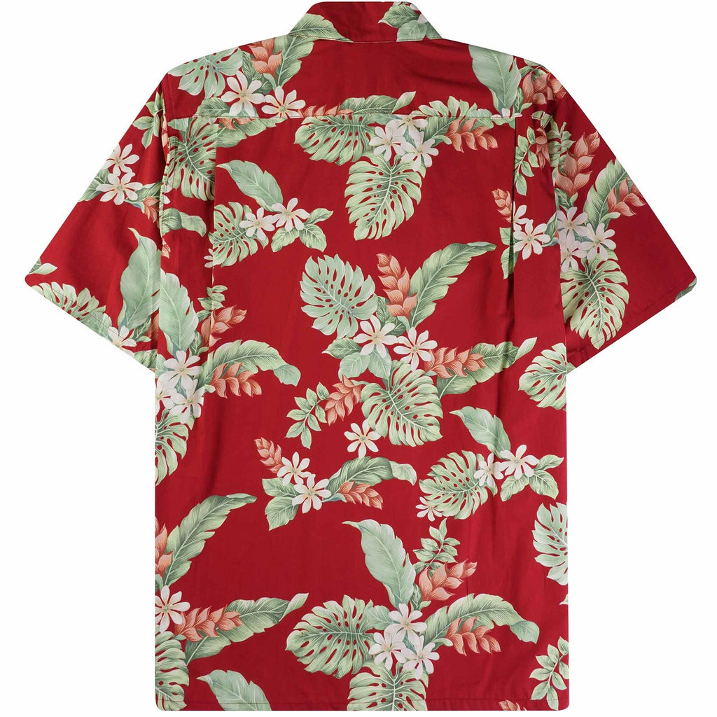 Go Barefoot Convertible-Collar Printed Cotton Shirt - Tiare Red