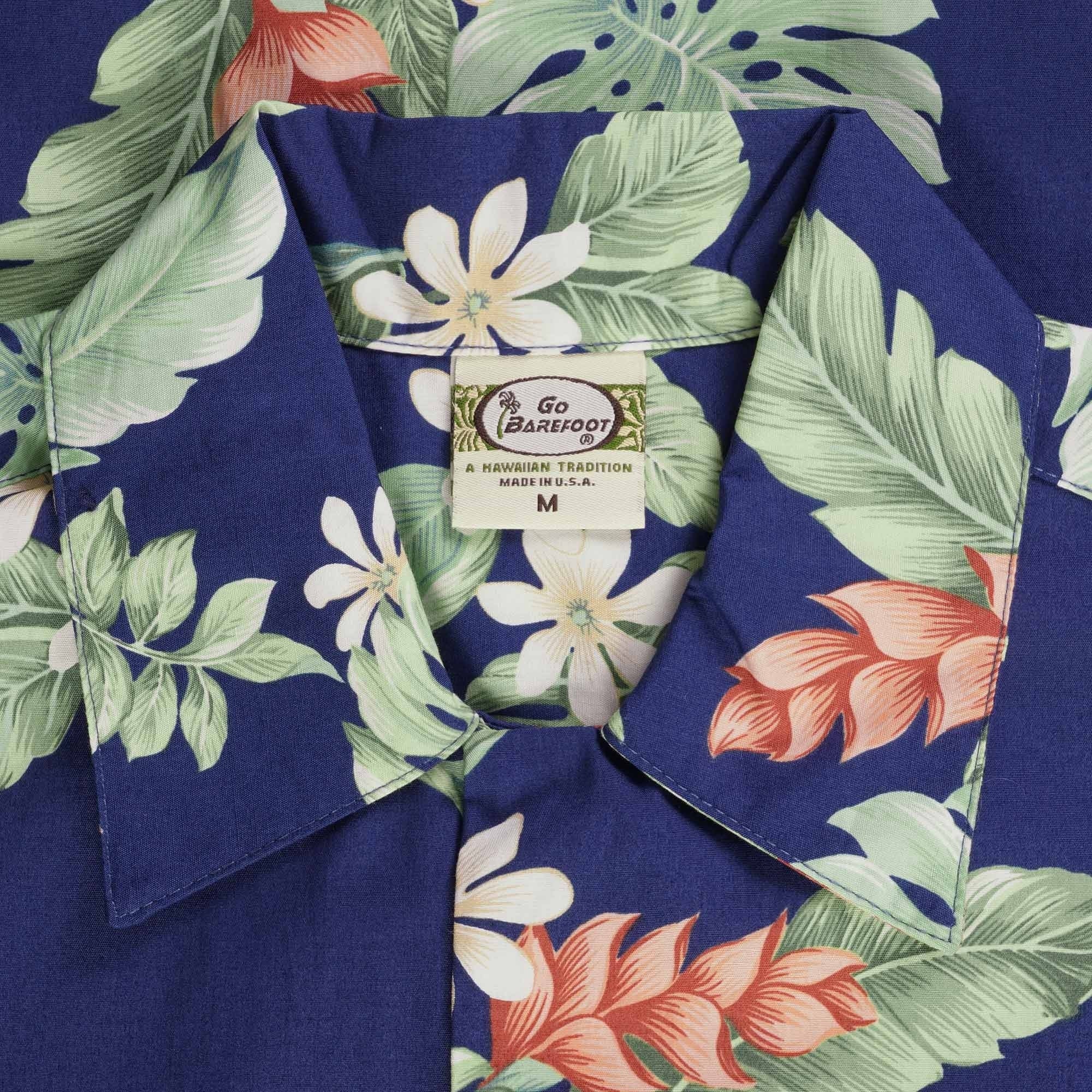 Convertible-Collar Printed Cotton Shirt - Tiare Navy