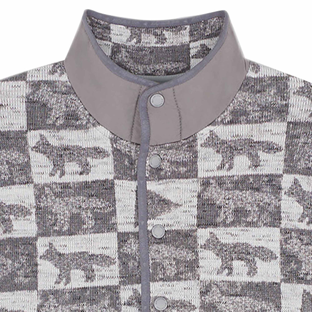 And Wander x Maison Kitsun Checkers Fleece Pullover - Gray