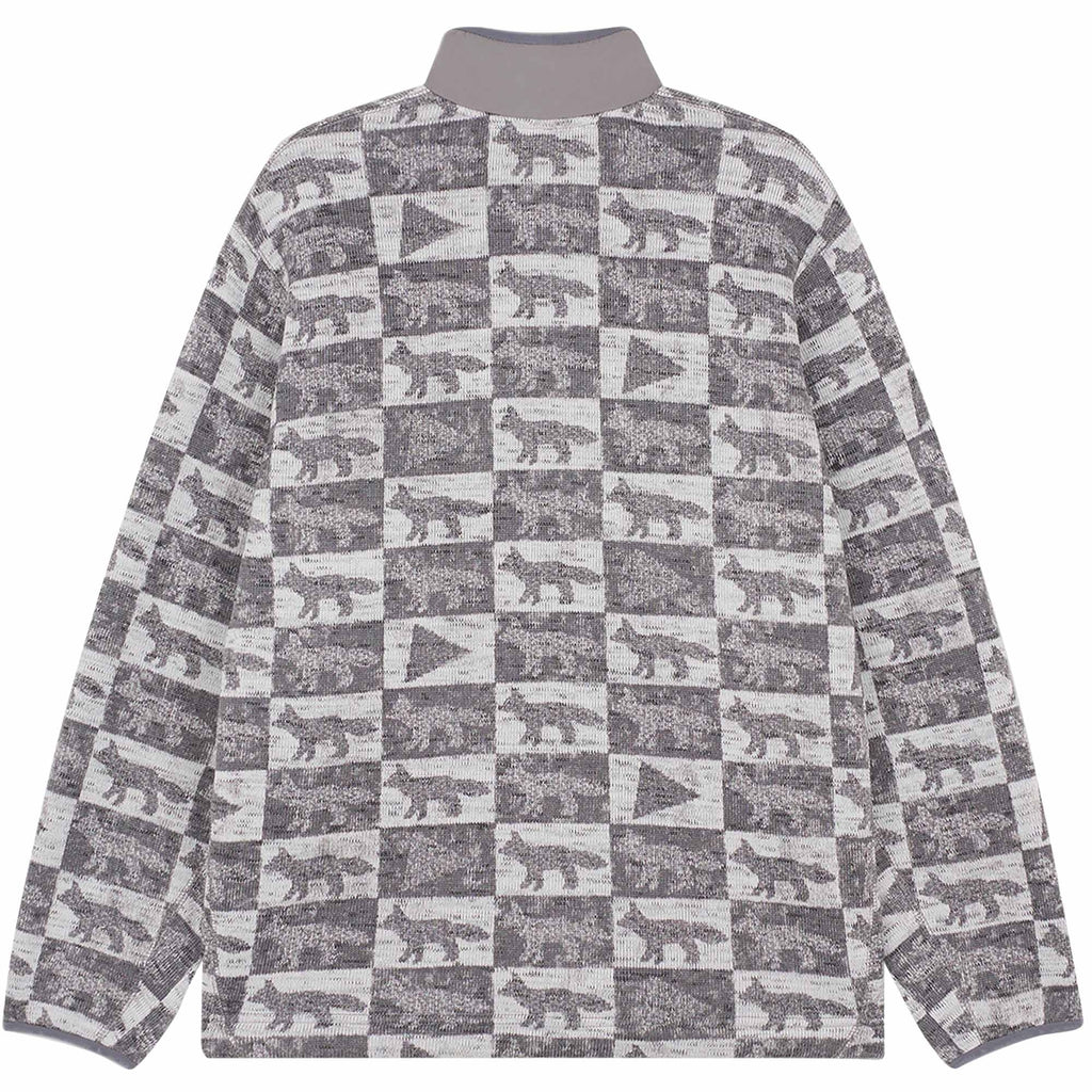 And Wander x Maison Kitsun Checkers Fleece Pullover - Gray