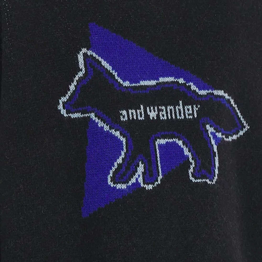 And Wander x Maison Kitsun Knit Pullover Jumper - Black