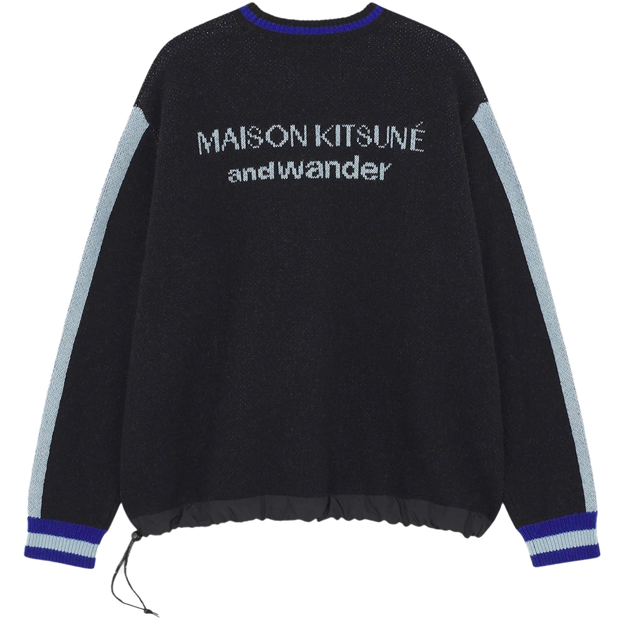 And Wander x Maison KitsunŽ Knit Pullover Jumper - Black – Stuarts