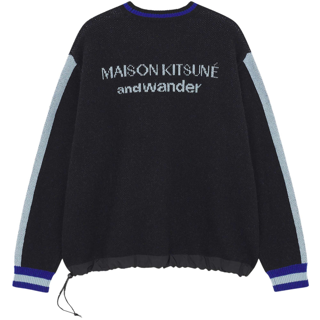 And Wander x Maison Kitsun Knit Pullover Jumper - Black