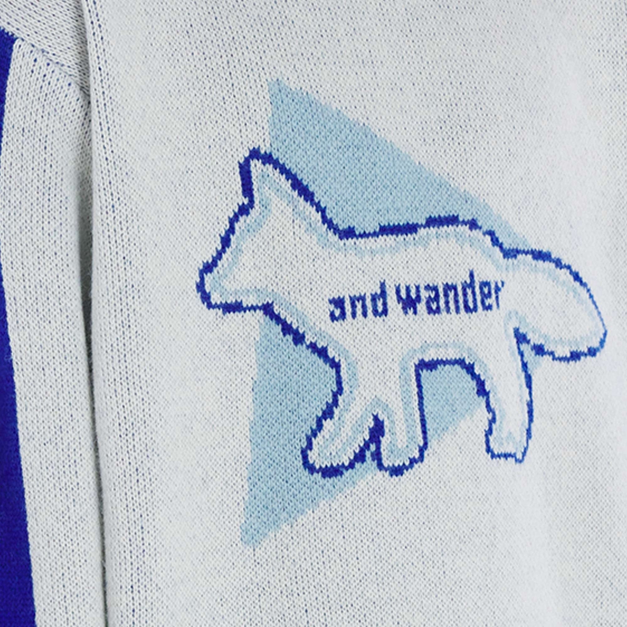 And Wander x Maison KitsunŽ Knit Pullover Jumper - White – Stuarts