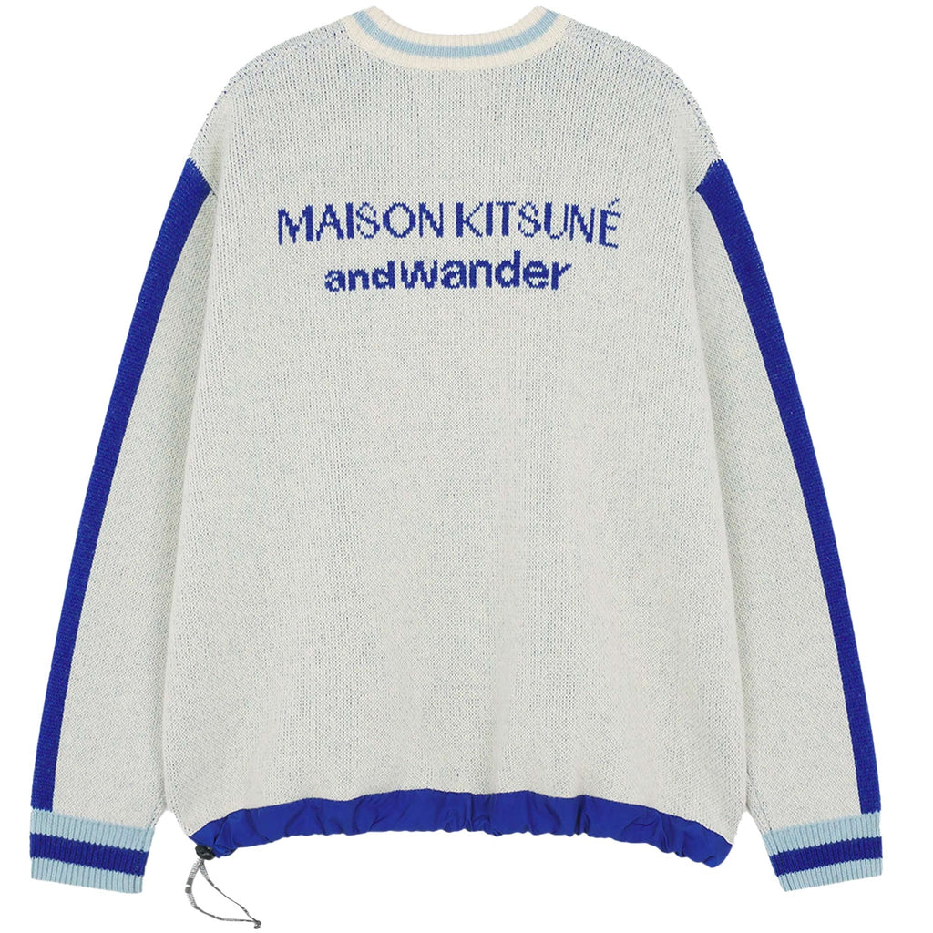 And Wander x Maison Kitsun Knit Pullover Jumper - White