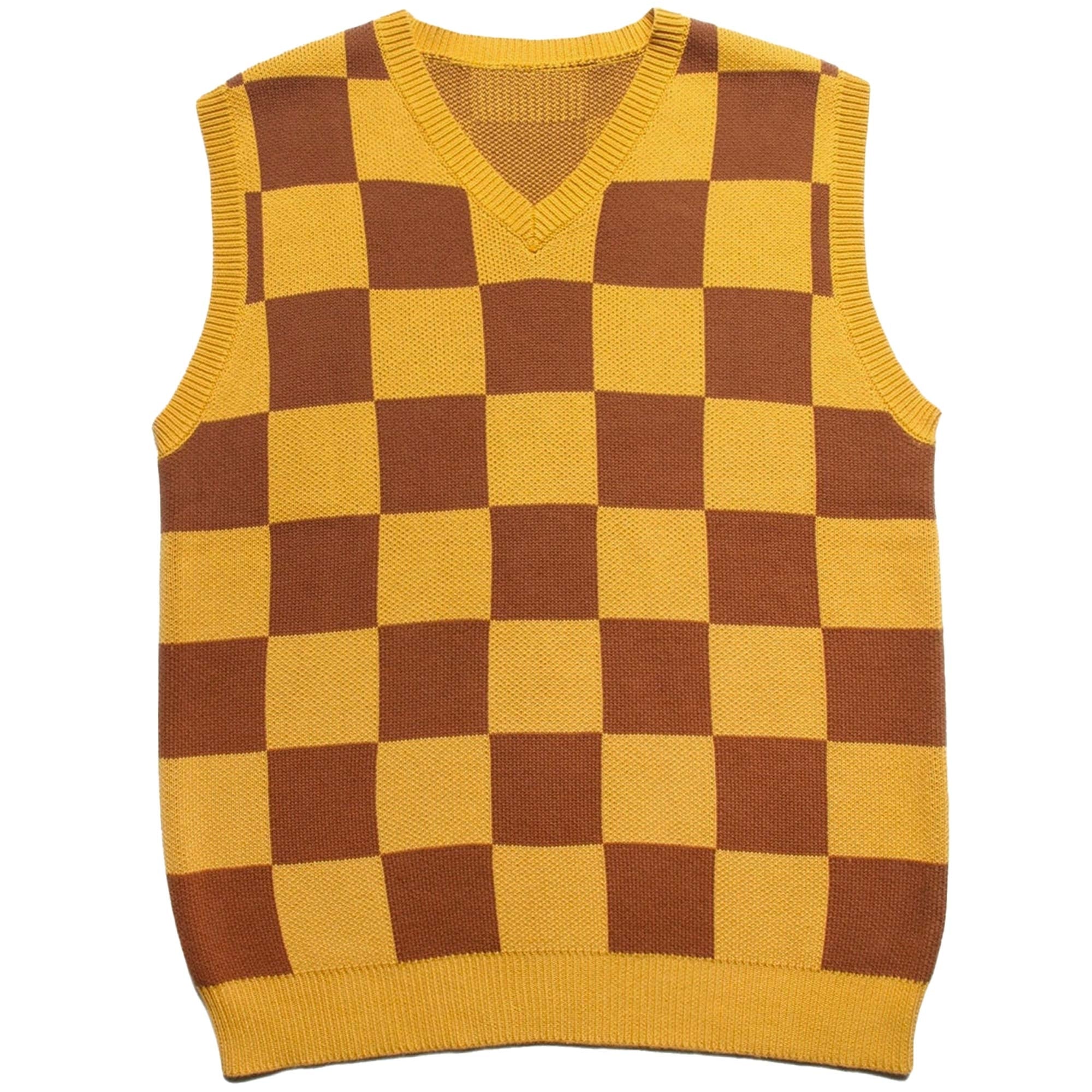 Service Works Checkerboard Knitted Vest - Pecan