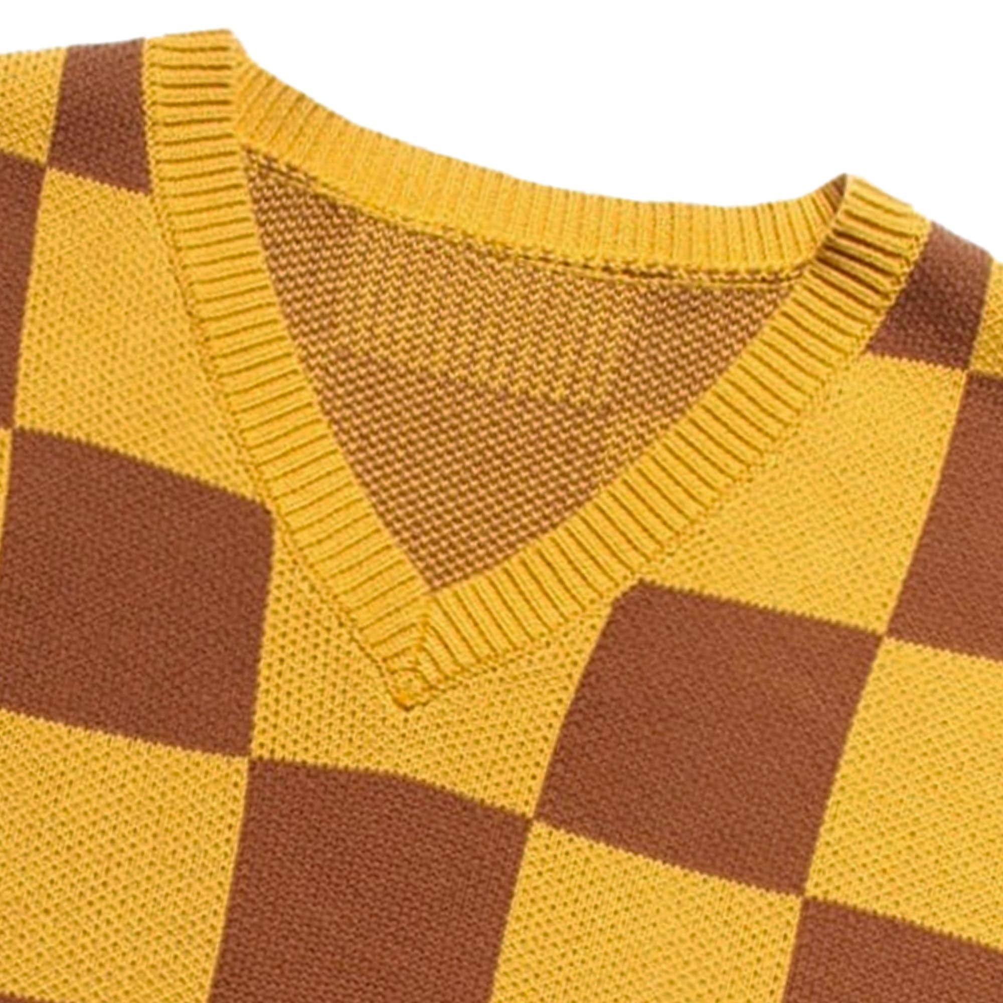 Service Works Checkerboard Knitted Vest - Pecan