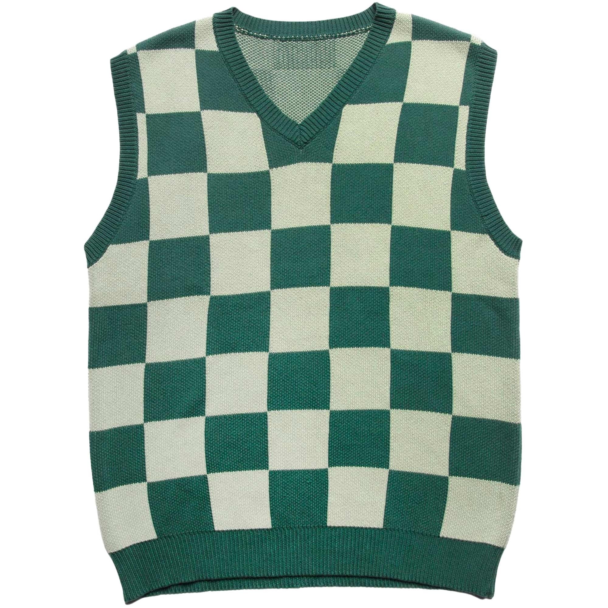 Service Works Checkerboard Knitted Vest - Green