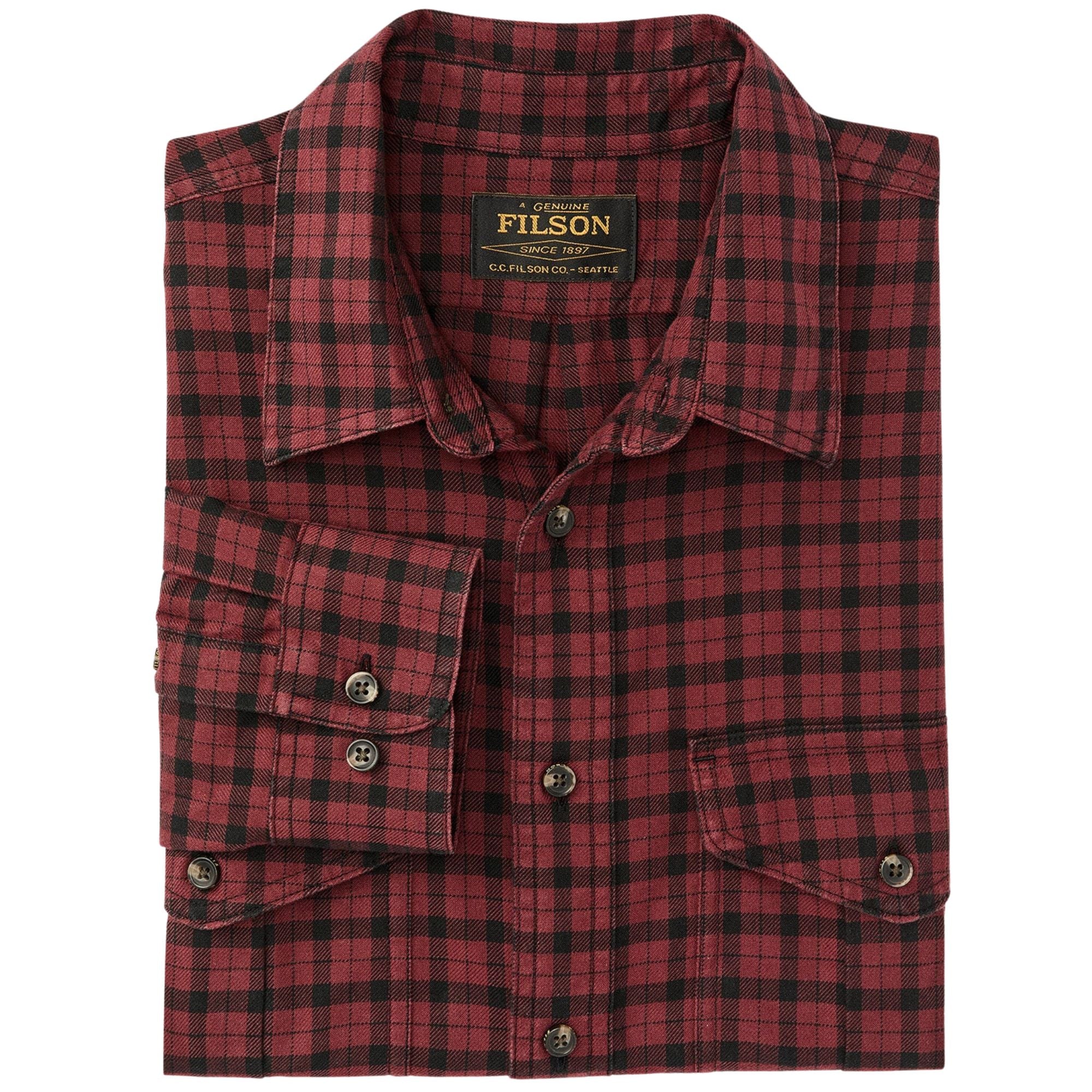 Filson Alaskan Guide Shirt - Port/Black Plaid