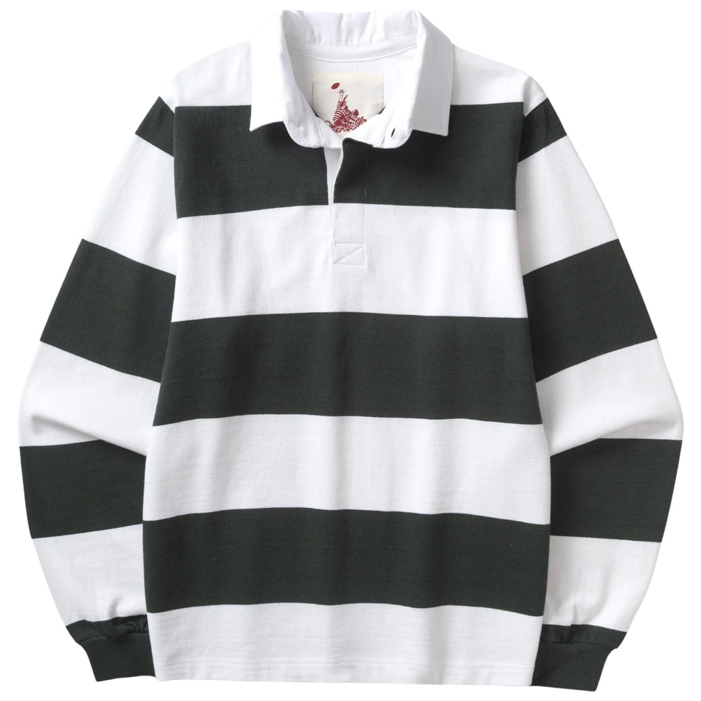 Opensider Classic Rugby Shirt - Green Wide-Stripe