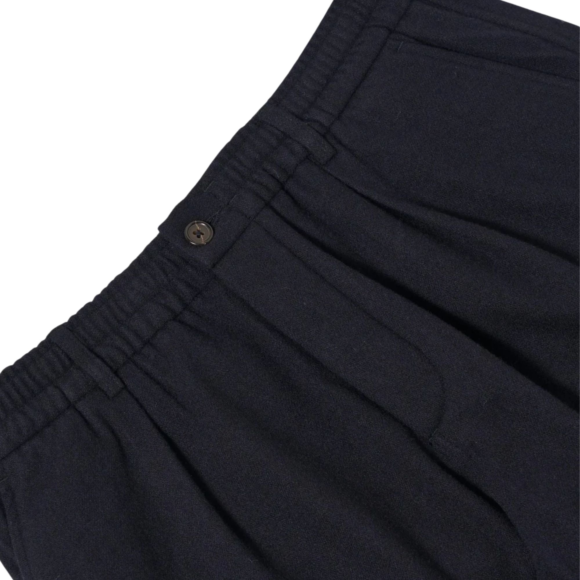 Universal Works Pleated Track Pant Robin Wool Mix - Dark Navy