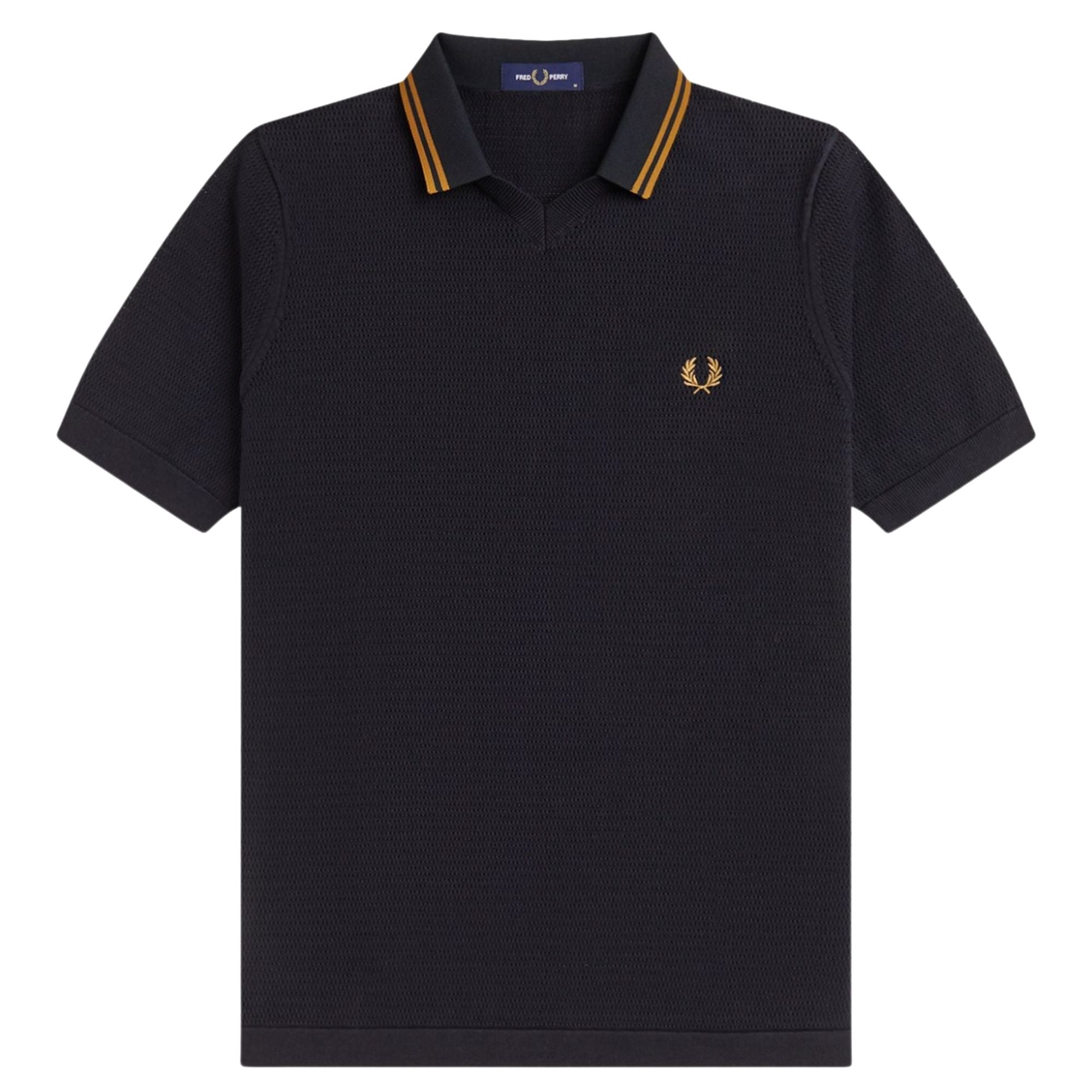 Fred Perry Pointelle Knitted Shirt - Black