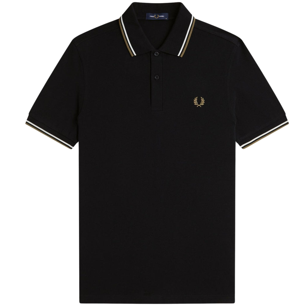 Fred Perry M3600 Twin Tipped Polo - Black/Snow White/Bronze