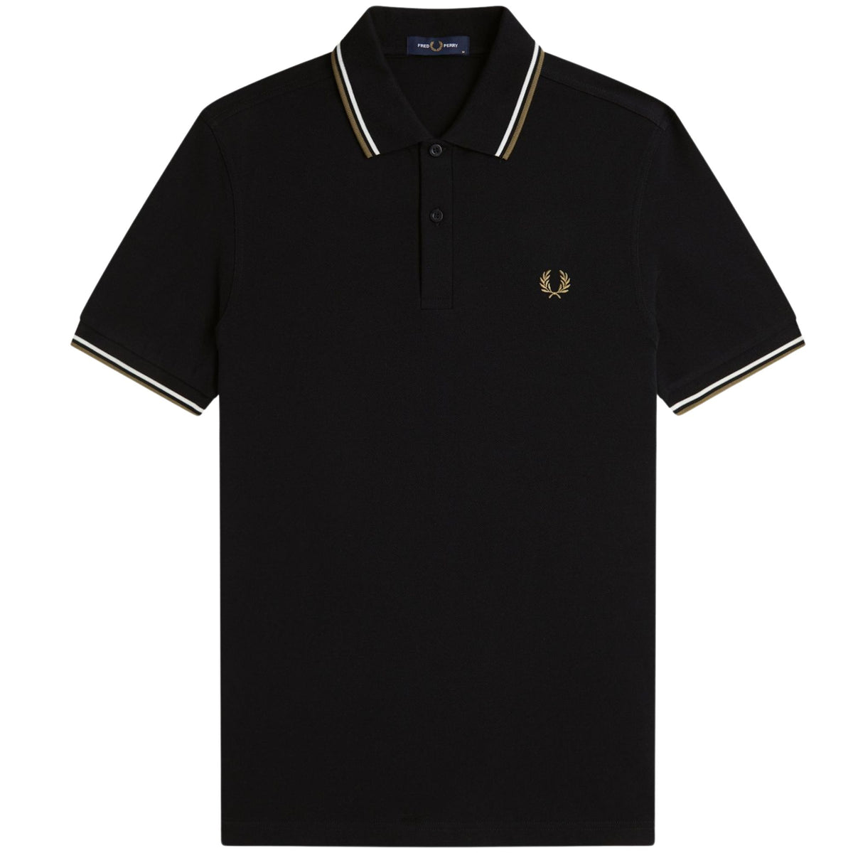 Fred Perry M3600 Twin Tipped Polo - Black/Snow White/Bronze