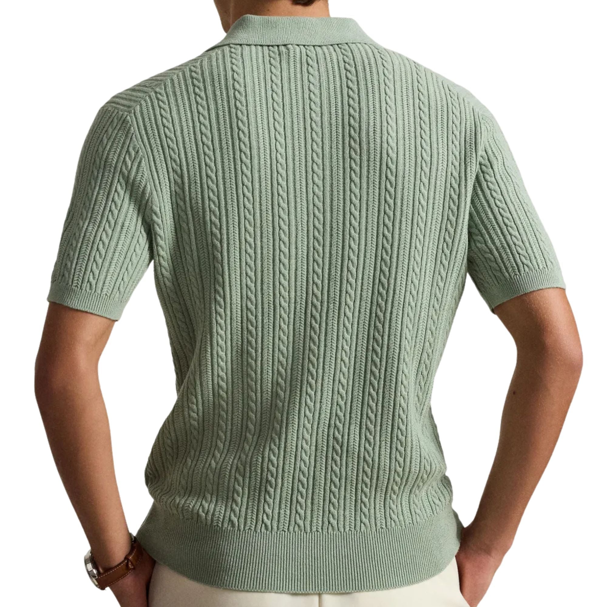 Polo Ralph Lauren Cable-Knit Cotton Polo-Collar Jumper - Green