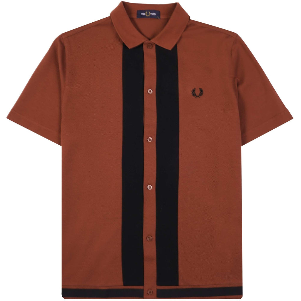 Fred Perry Panelled Polo Shirt - Whiskey Brown