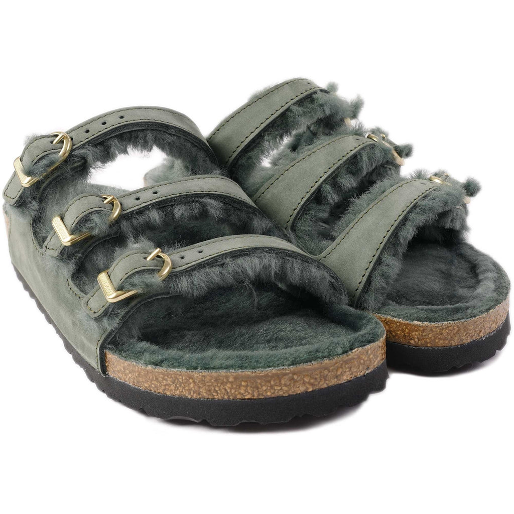 Birkenstock Womens Florida Shearling Sandals - Thyme