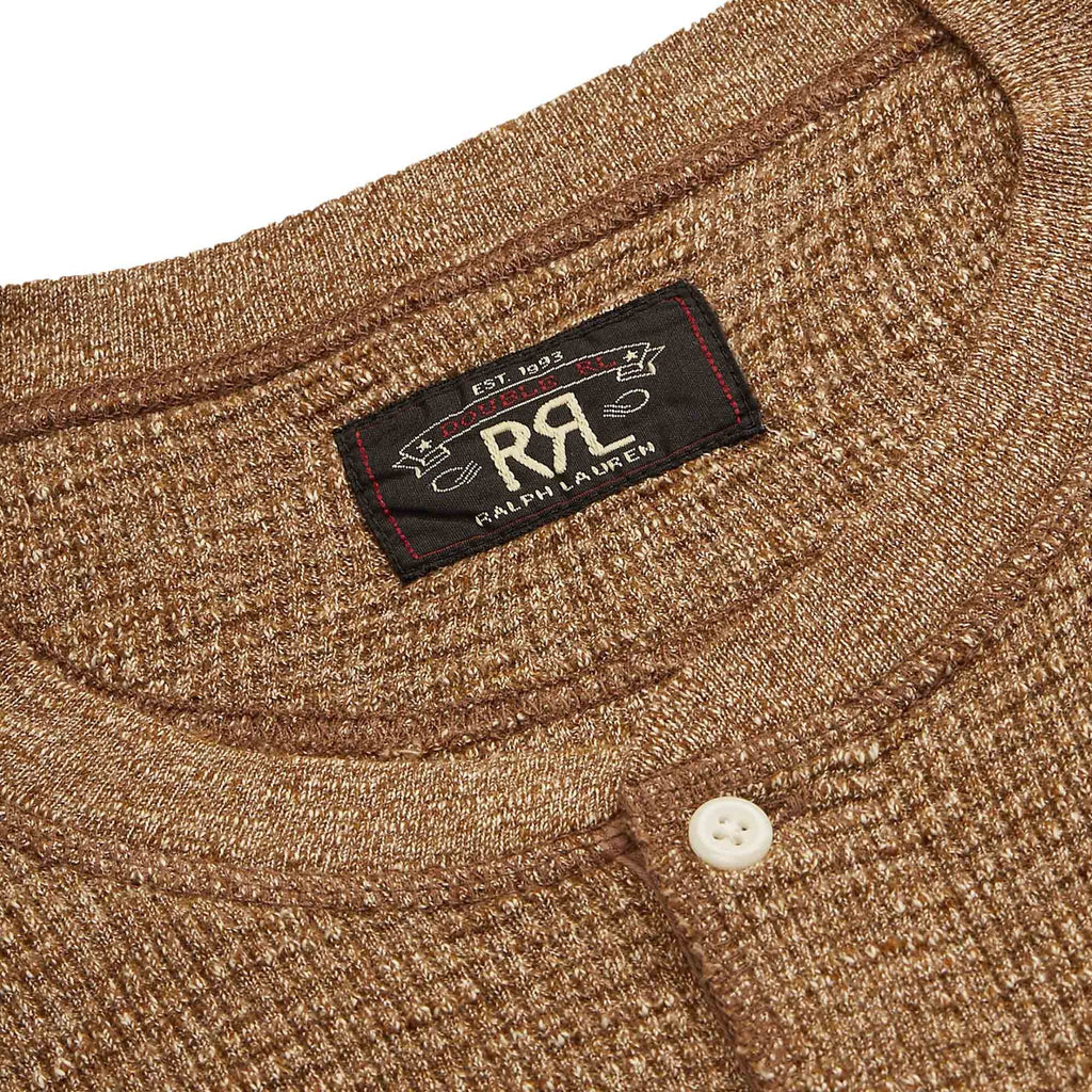RRL by Ralph Lauren Waffle-Knit Henley Shirt - Khaki