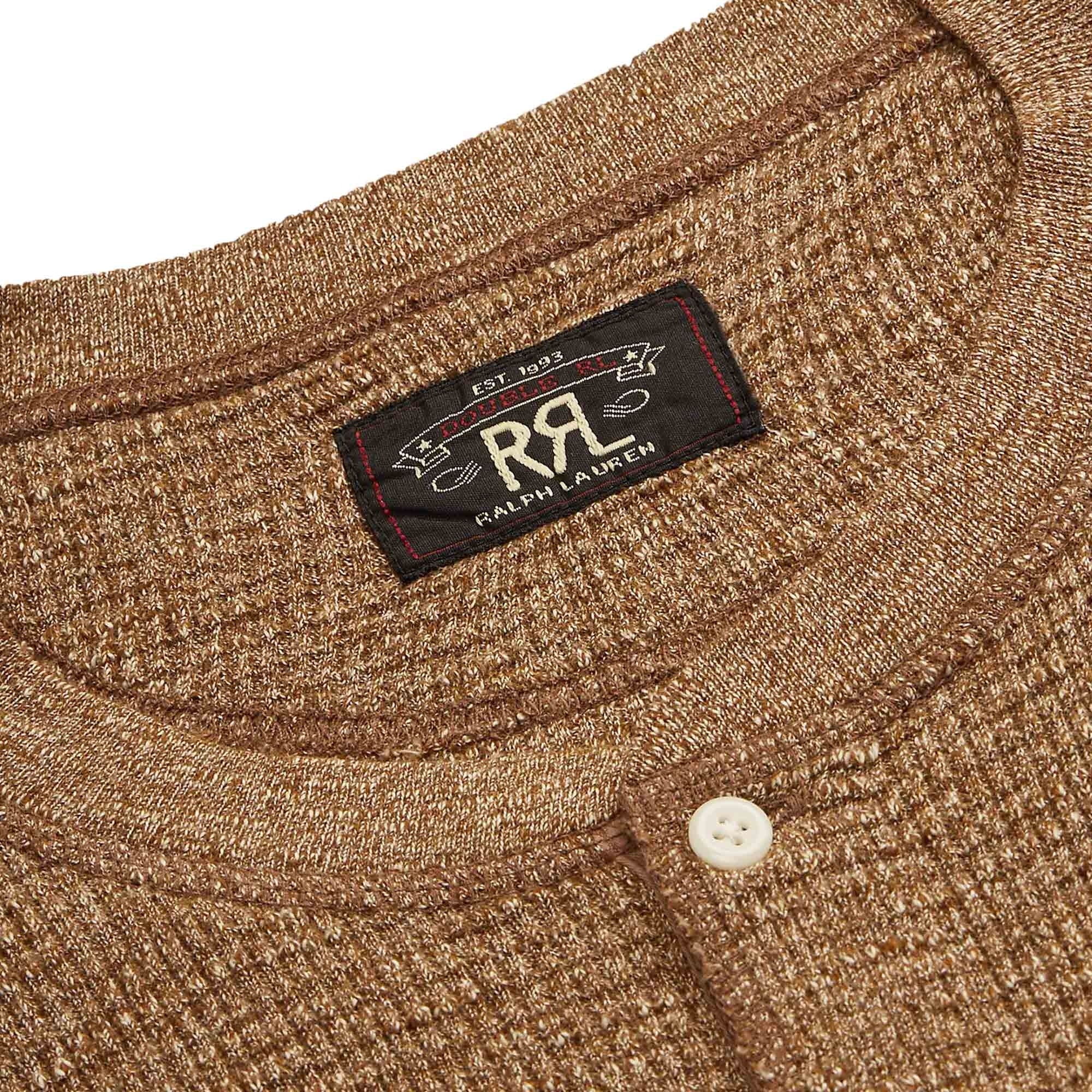 RRL by Ralph Lauren Waffle-Knit Henley Shirt - Khaki