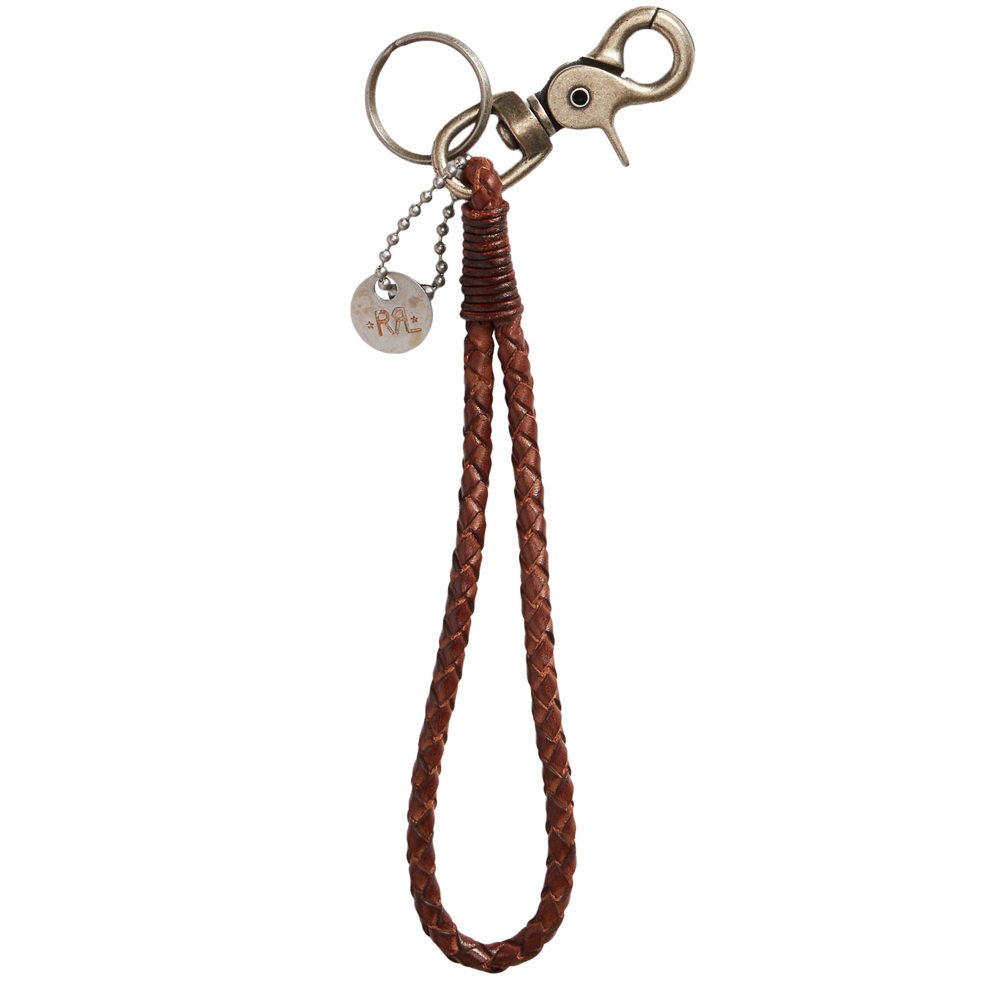 RRL by Ralph Lauren Braided Leather Key Fob - Brown