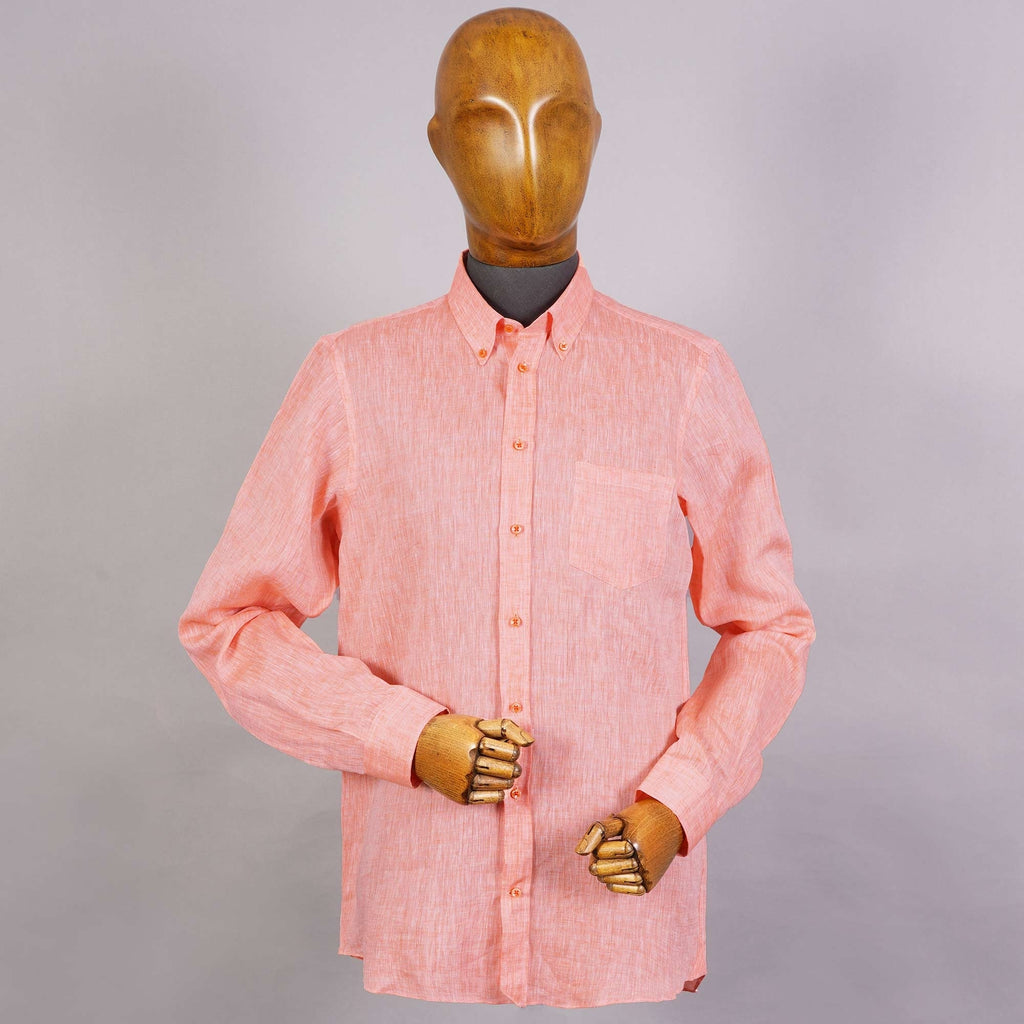 None Of The Above Linen Shirt - Orange