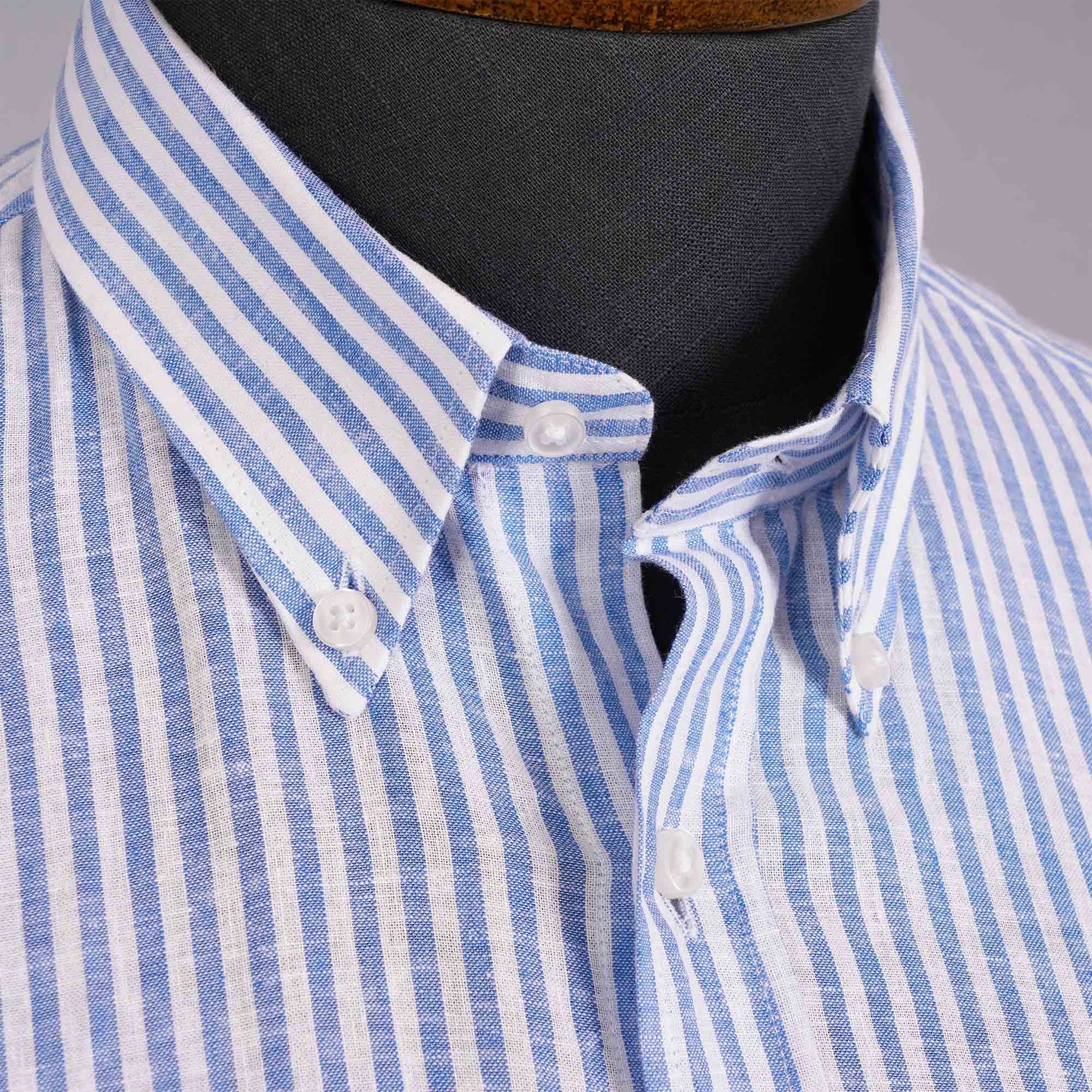 None Of The Above Linen Shirt - White/Blue