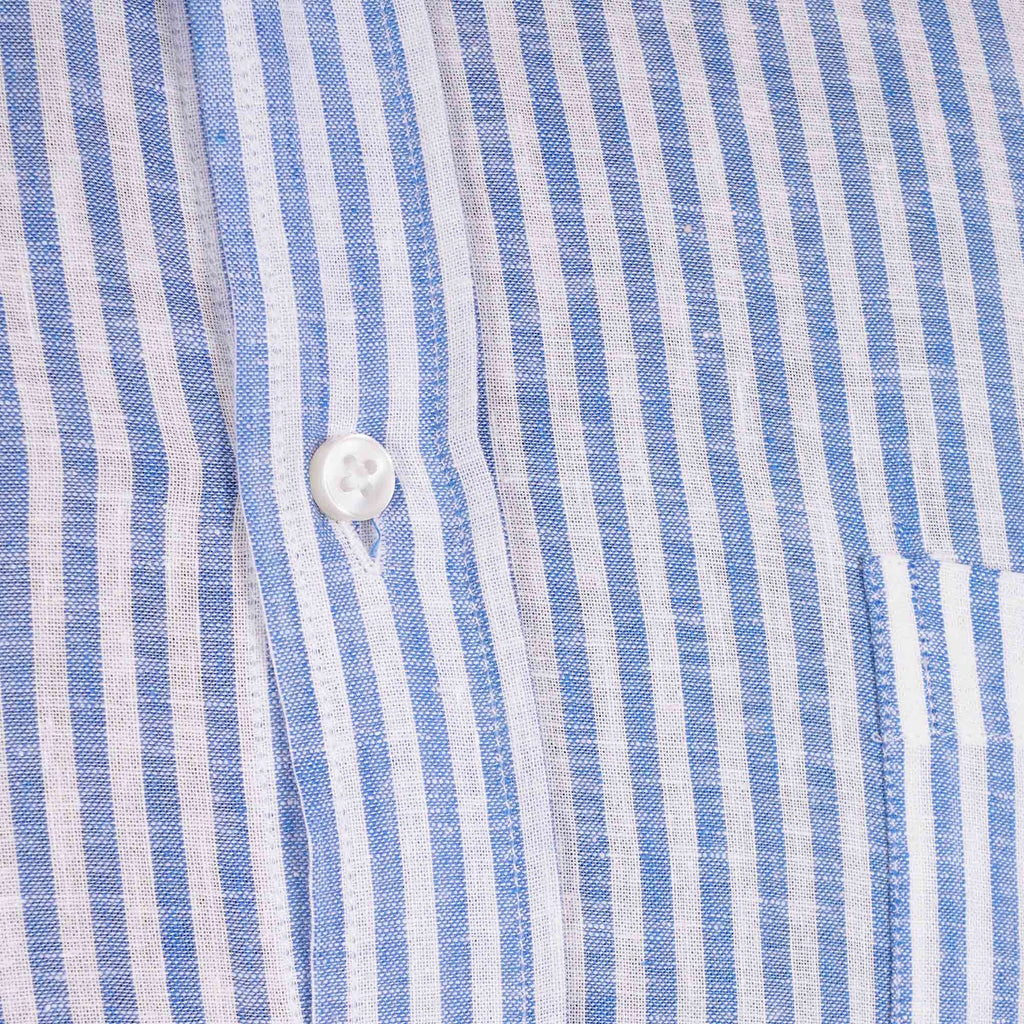 None Of The Above Linen Shirt - White/Blue