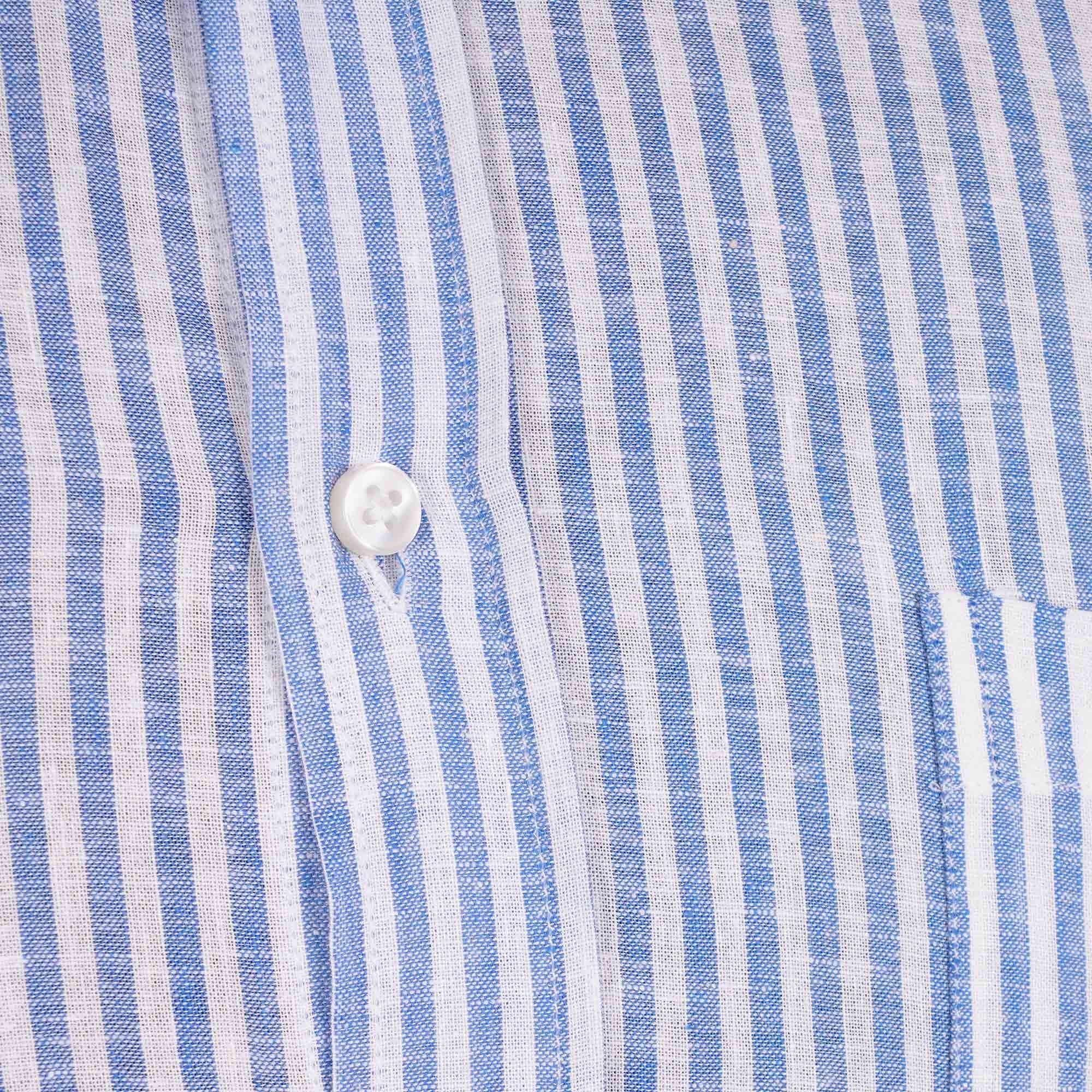 None Of The Above Linen Shirt - White/Blue