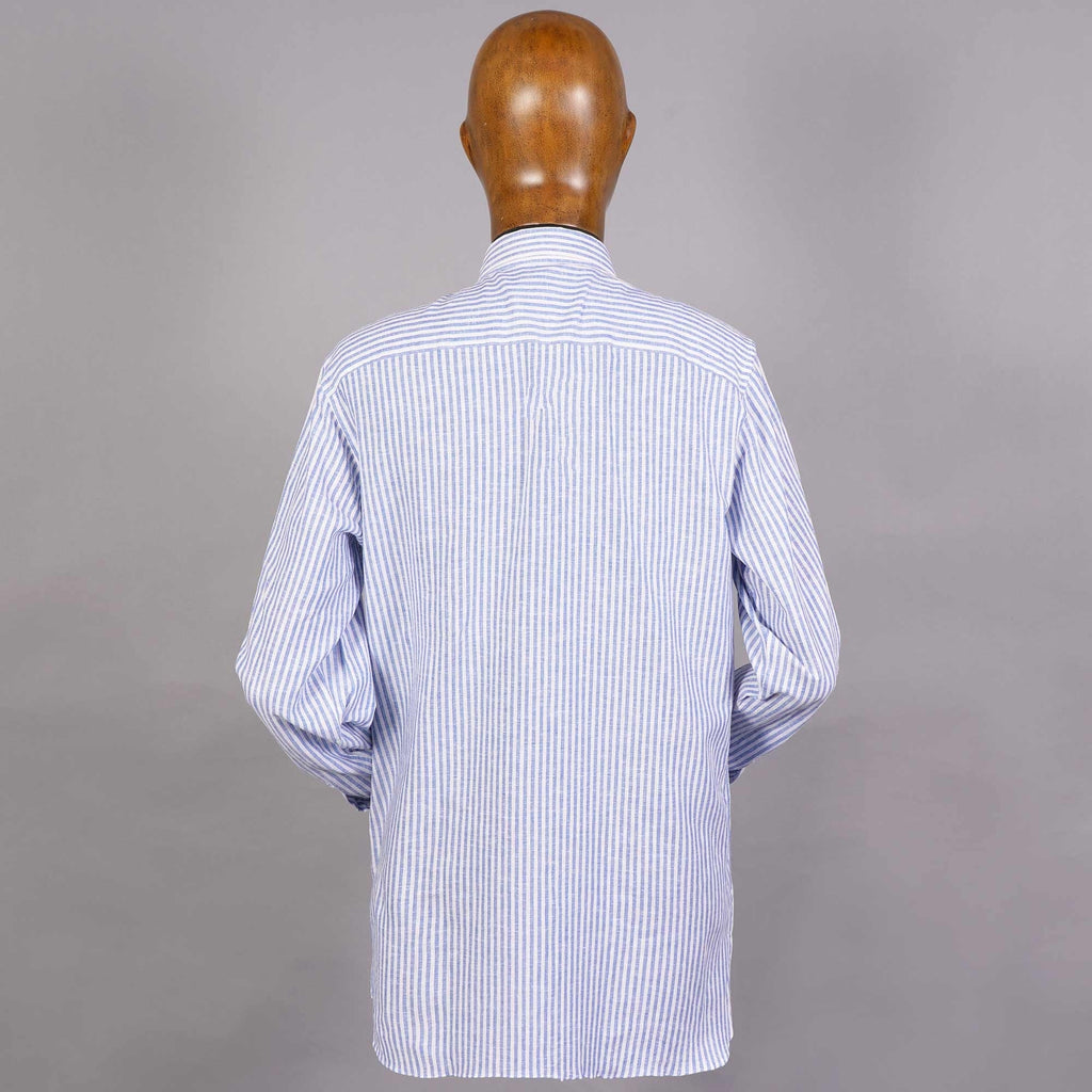 None Of The Above Linen Shirt - White/Blue