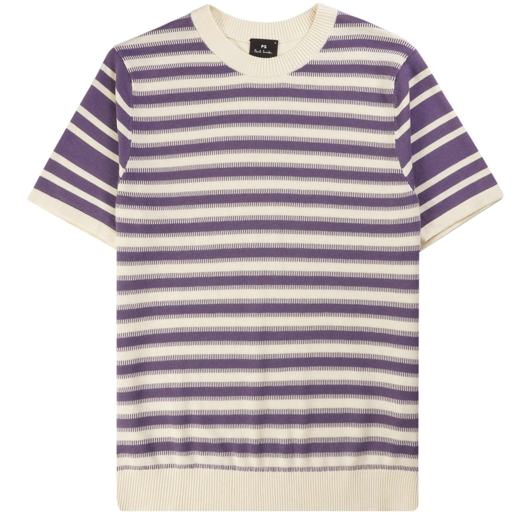 Paul Smith Knitted Striped T-Shirt - White and Purple