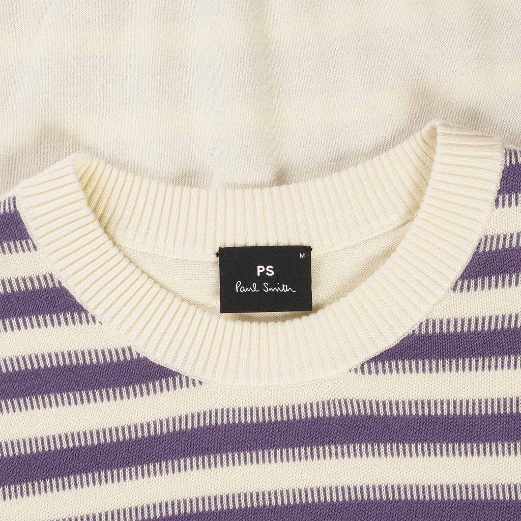 Paul Smith Knitted Striped T-Shirt - White and Purple