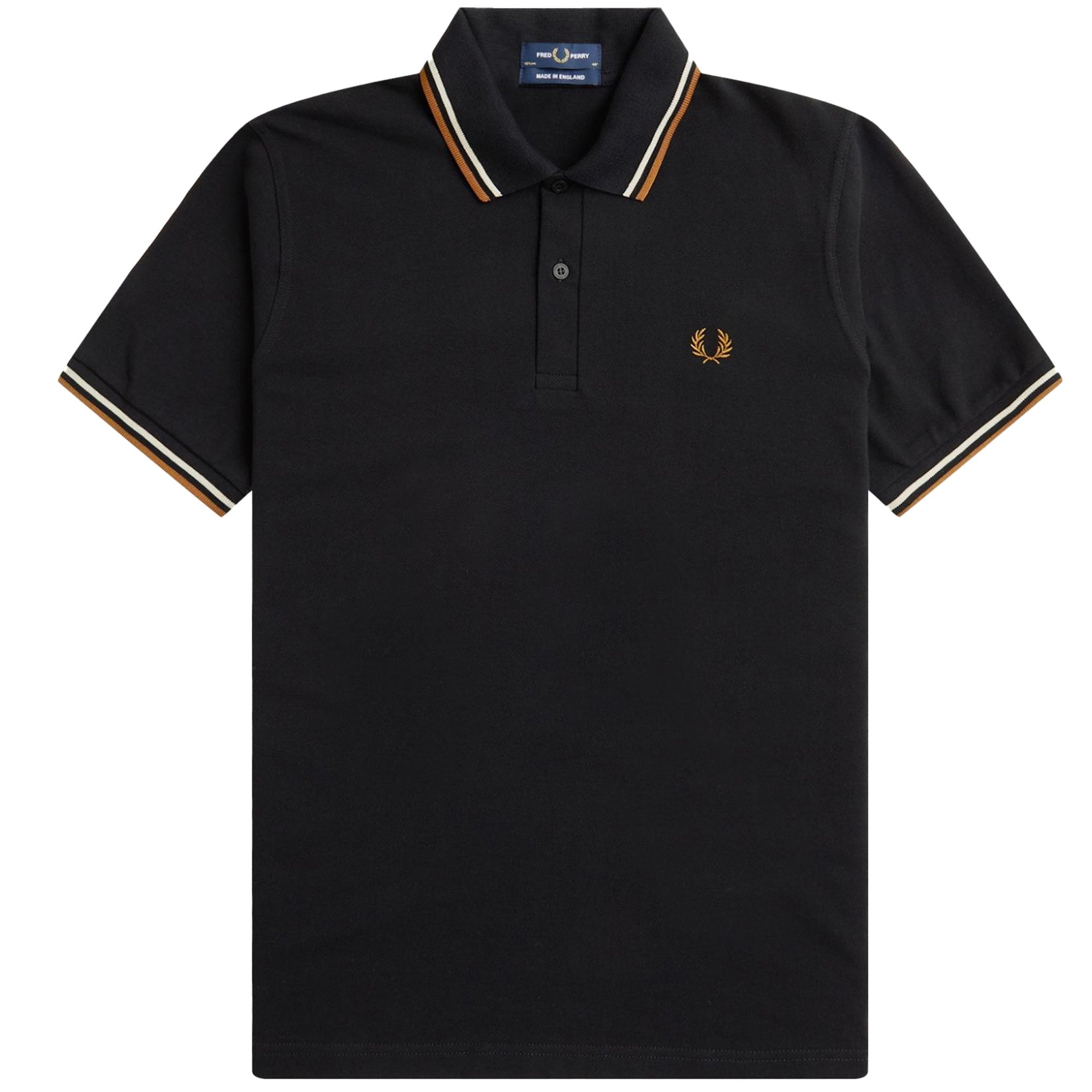 Fred Perry M12 Twin Tipped Polo Shirt - Black and Oat – Stuarts London