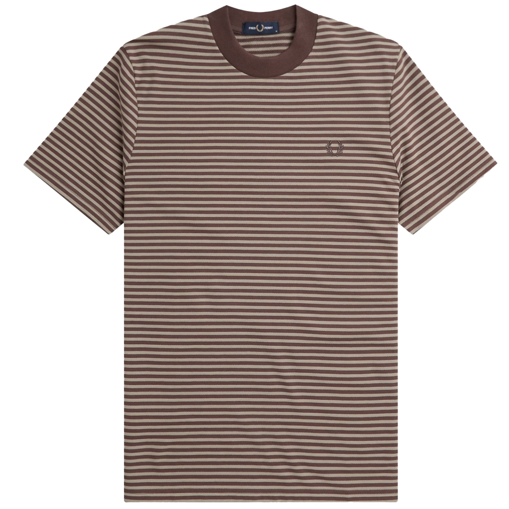 Fred Perry Fine Stripe Heavyweight T-Shirt - Brick