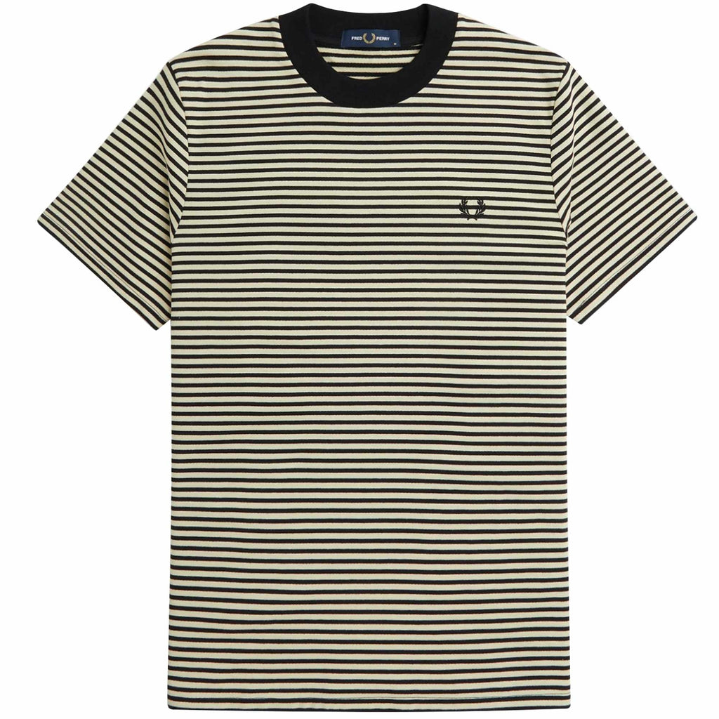 Fred Perry Fine Stripe Heavyweight T-Shirt - Oatmeal