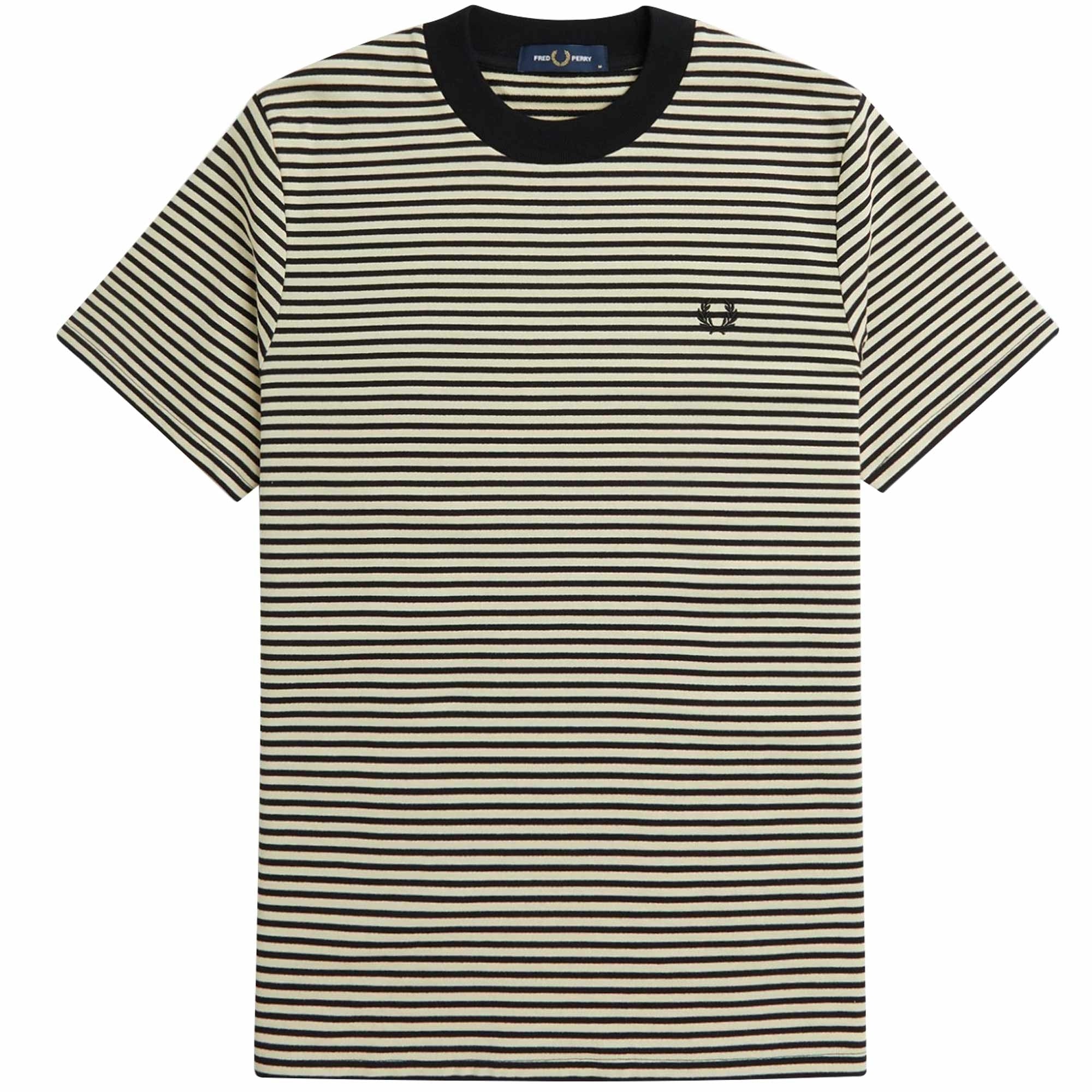 Fred Perry Fine Stripe Heavyweight T-Shirt - Oatmeal