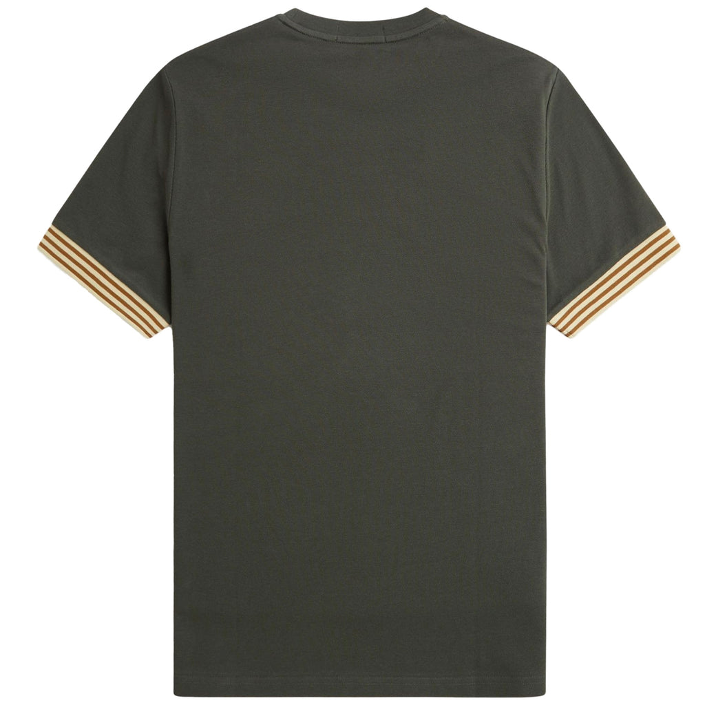 Fred Perry Striped Cuff T-Shirt - Field Green