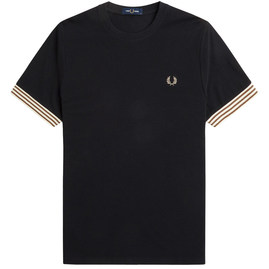 Fred Perry Striped Cuff T-Shirt - Black