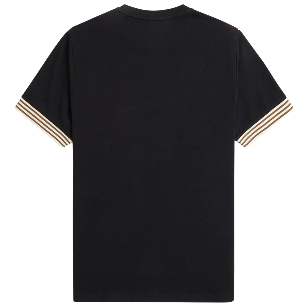 Fred Perry Striped Cuff T-Shirt - Black