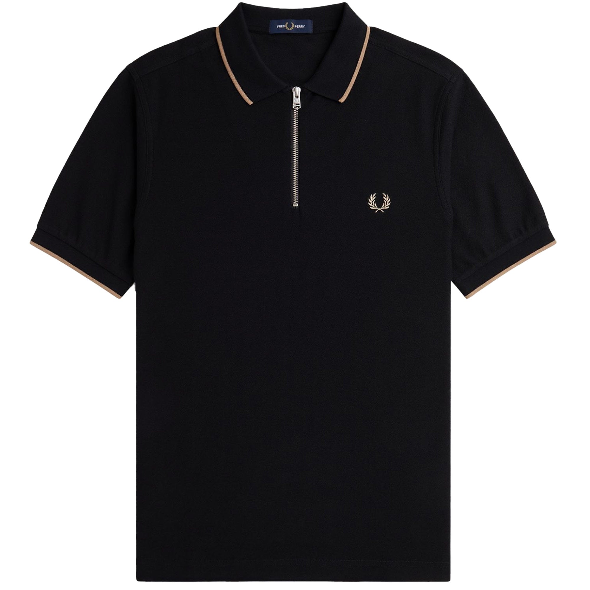 Fred Perry M7729 Crepe Pique Zip Neck Polo Shirt - Black – Stuarts