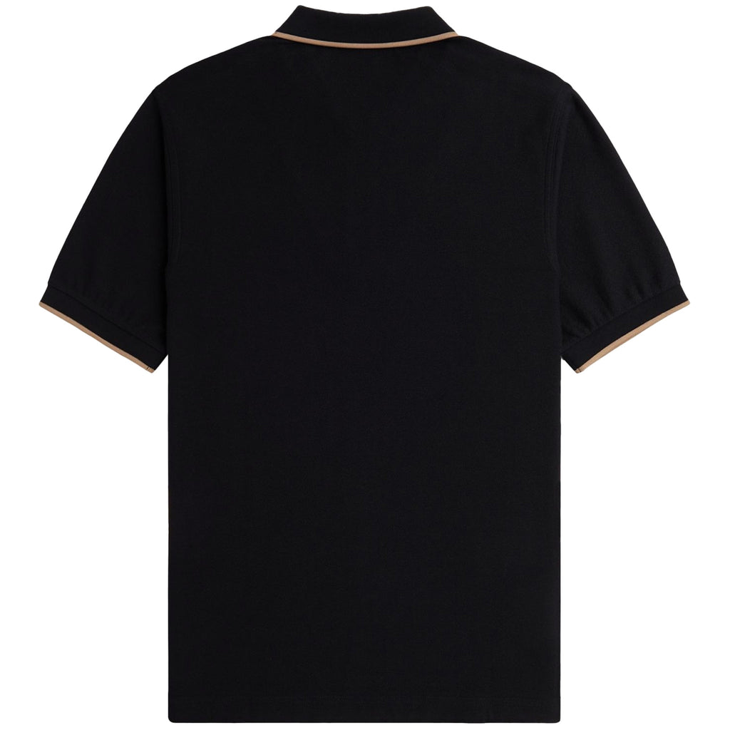 Fred Perry M7729 Crepe Pique Zip Neck Polo Shirt - Black