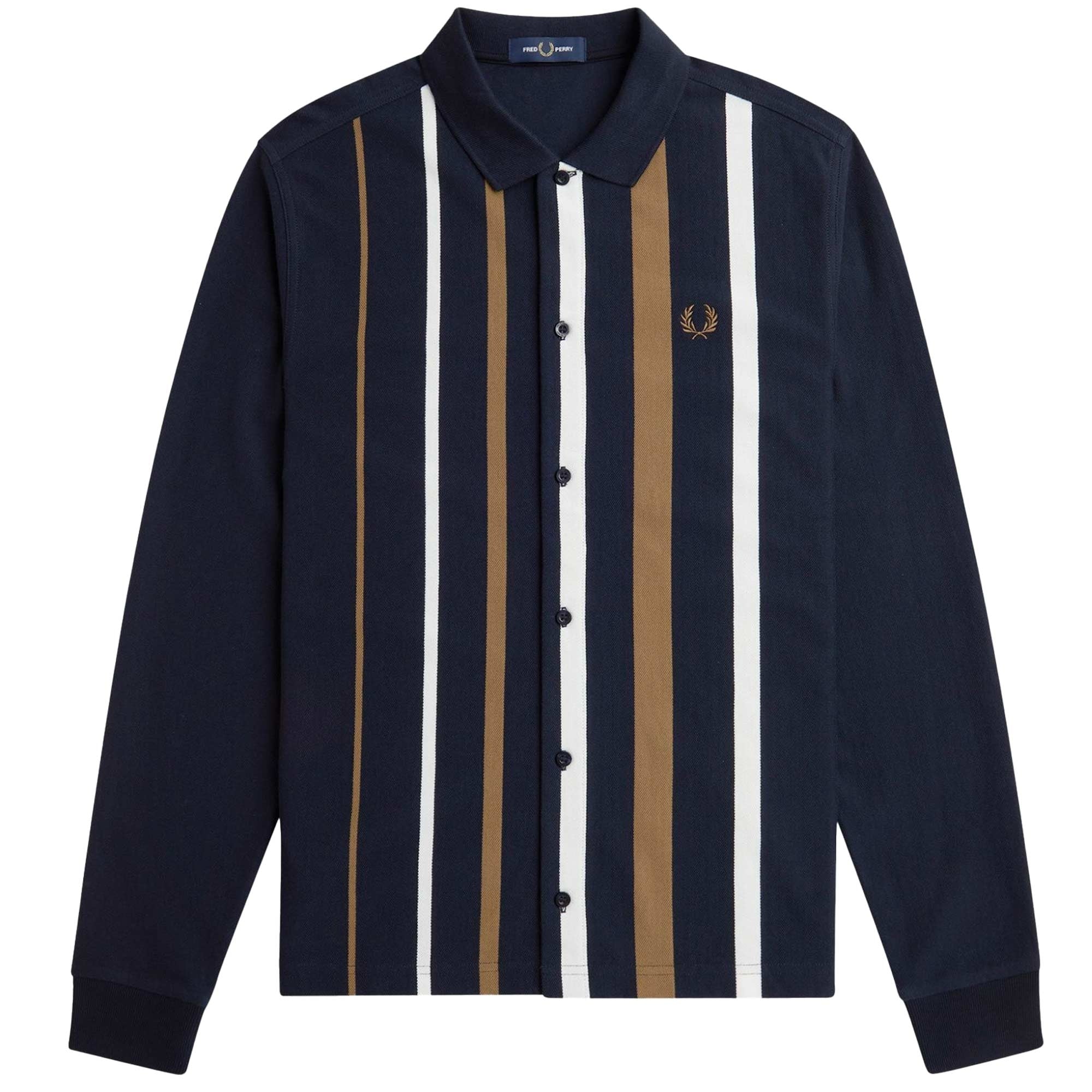 M7771 Gradient Stripe Long Sleeve Polo Shirt - Navy