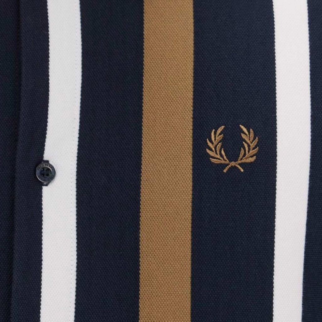 M7771 Gradient Stripe Long Sleeve Polo Shirt - Navy