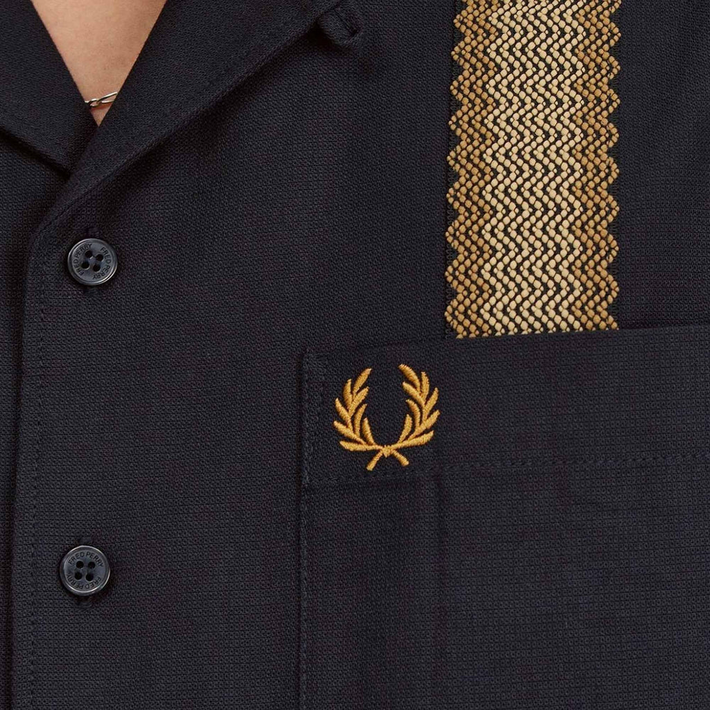 Fred Perry M7768 Tape Detail Revere Collar Shirt - Black