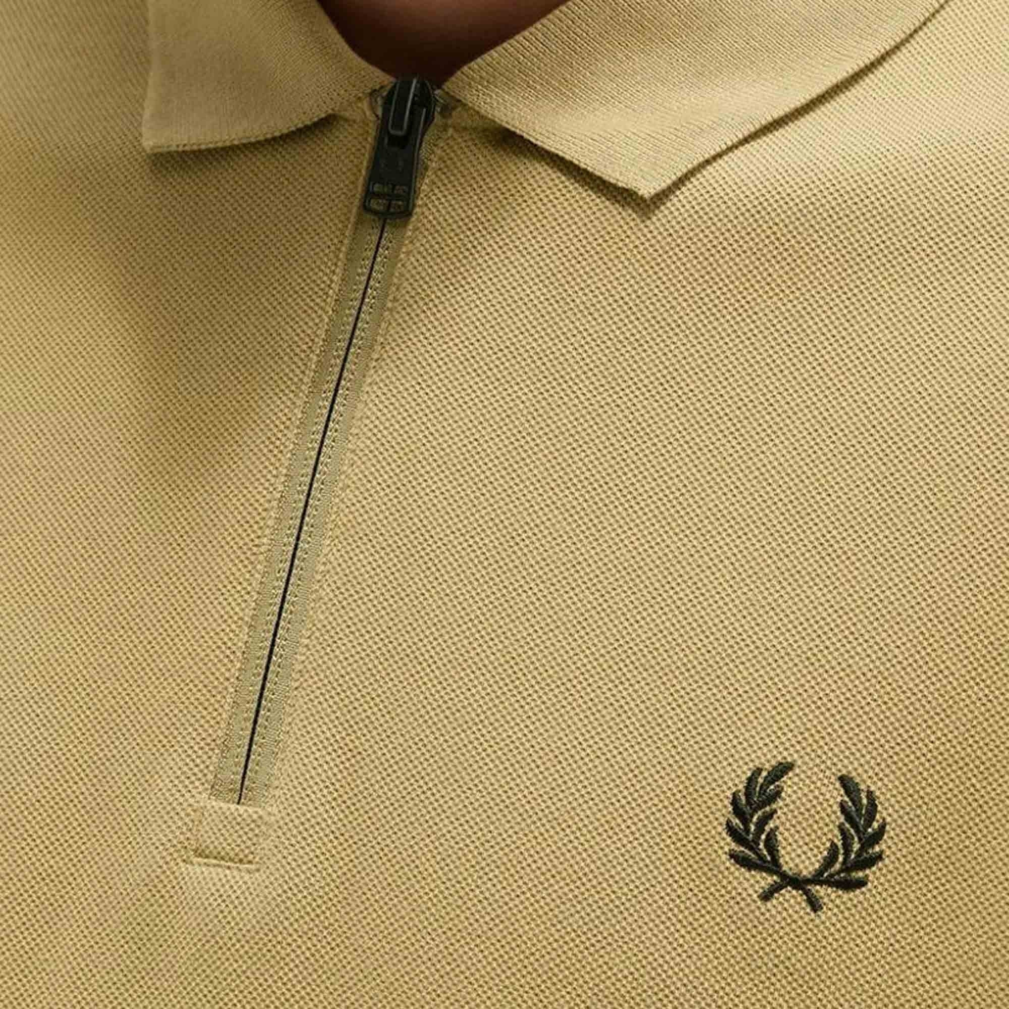 Fred Perry M7787 Zip Neck Polo Shirt - Warm Stone