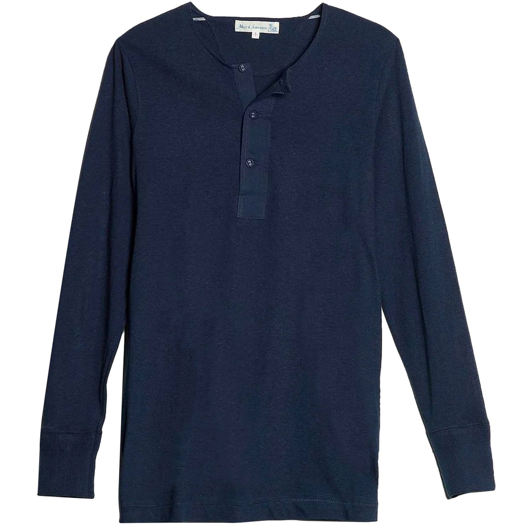Button Facing Long Sleeve T-Shirt - Ink Blue