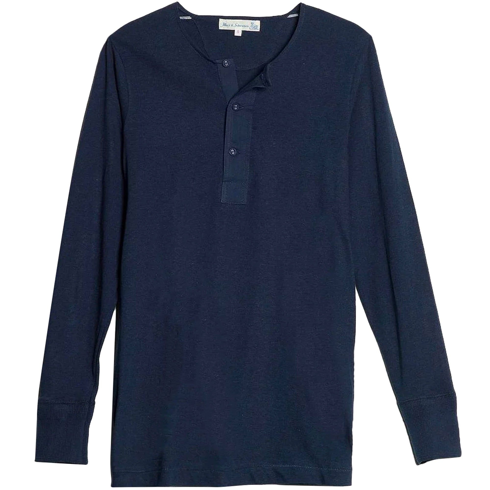 Button Facing Long Sleeve T-Shirt - Ink Blue