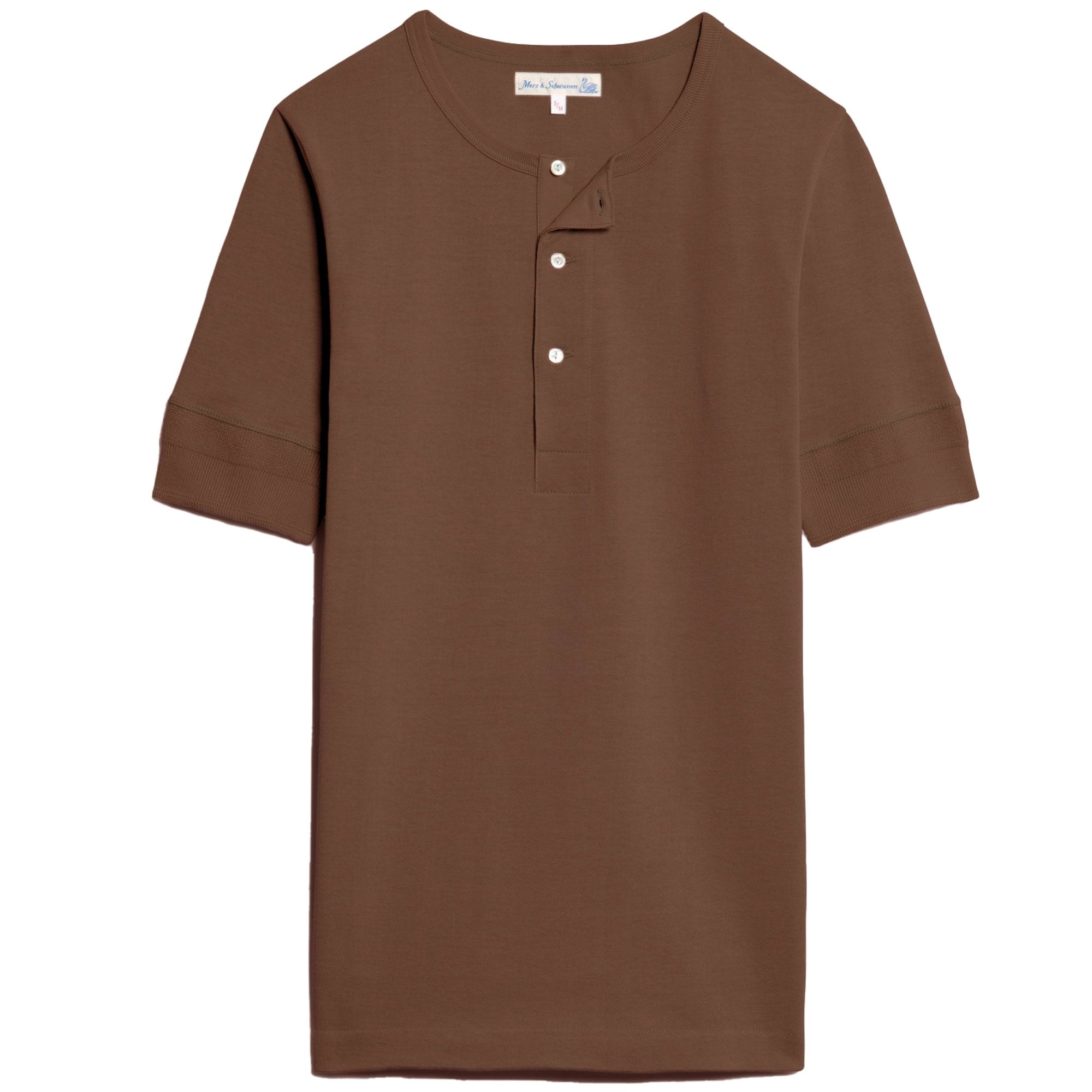 Merz b Schwanen Loopwheeled Henley 8.6oz Top - Tan