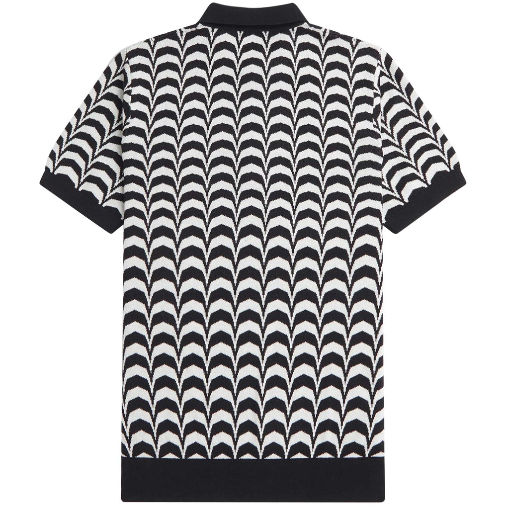 Fred Perry K7606 Jacquard Knitted Shirt - Black and White