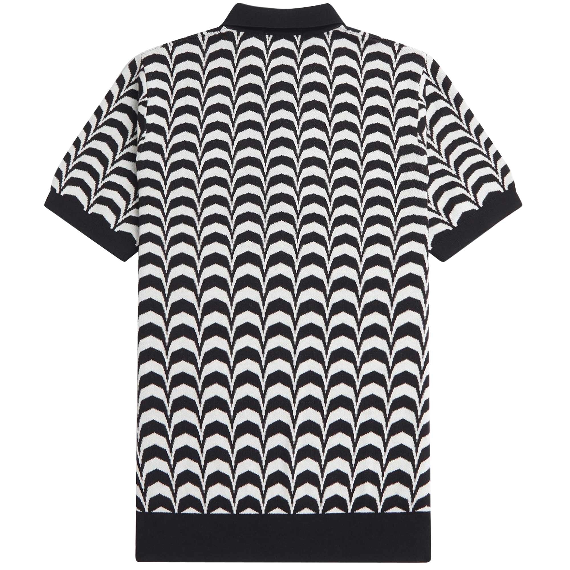 Fred Perry K7606 Jacquard Knitted Shirt - Black and White